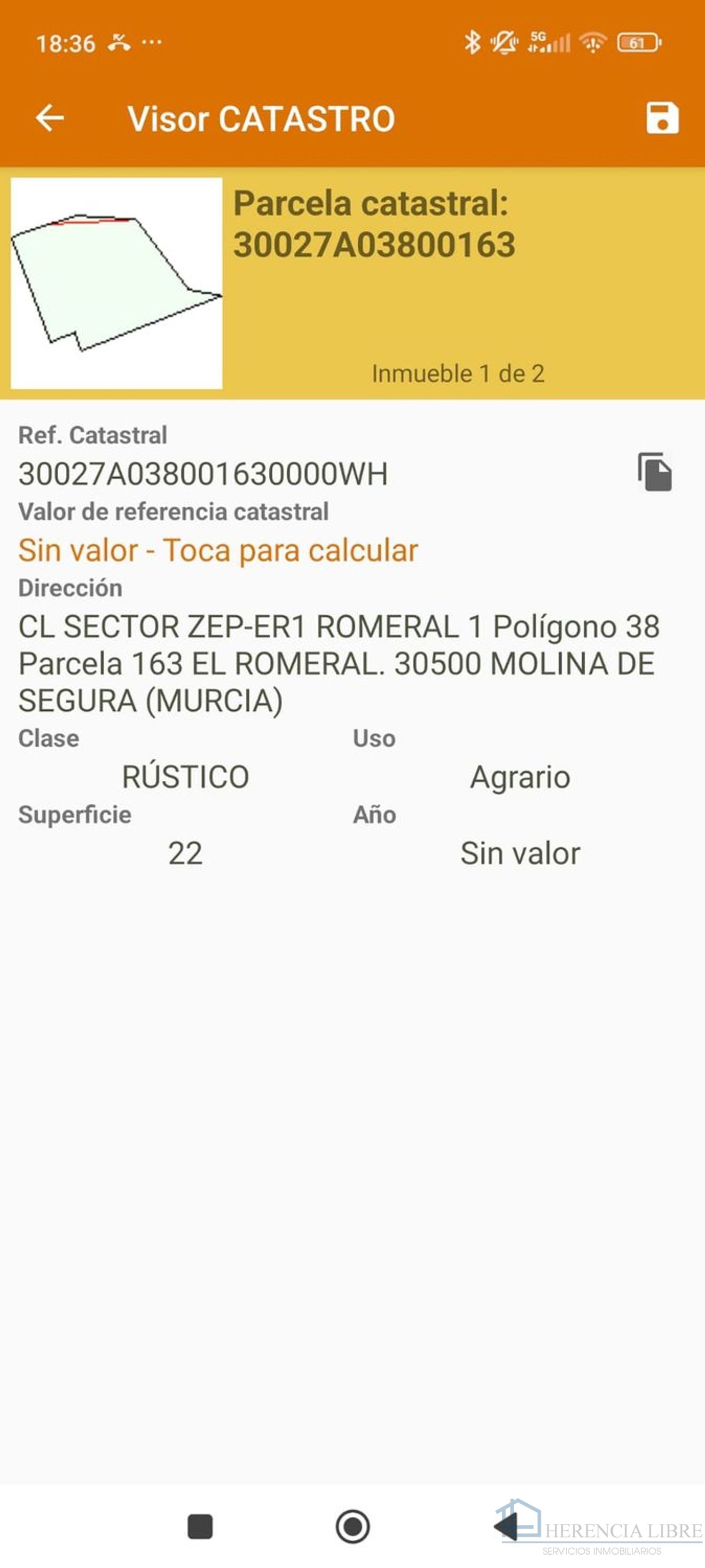Venta de terreno en Molina de segura